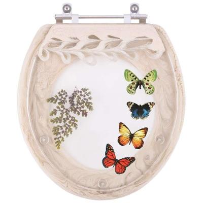 Tampa De Vaso Poliéster Decorada Borboleta Oval Bege Para Todos Os Fabricantes
