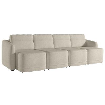 Sofá Cama Casal Para Sala 316cm Polska K04 Bouclê Bege - Mpozenato