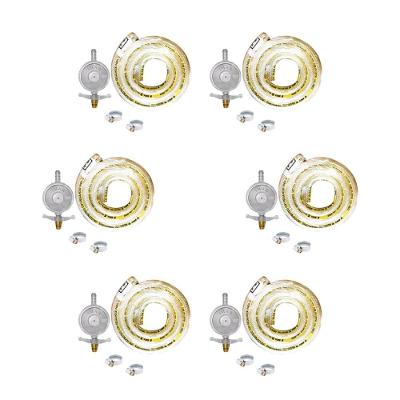 6 Kit Gás Bp 1kg Completo (válvula, Mangueira 1,25m E 2 Abraçadeiras) - Imar