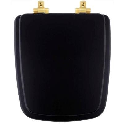 Assento Sanitário Mdf Soft Close Boss Onix (Preto Fosco) Para Vaso Incepa Com Ferragem Dourada