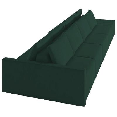 Sofá Ilha Modular Com Puff Para Sala Living 392cm Georgia K04 Veludo Verde - Mpozenato