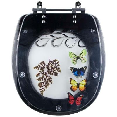 Tampa De Vaso Poliéster Decorada Borboleta Aspen Preto Para Louça Deca