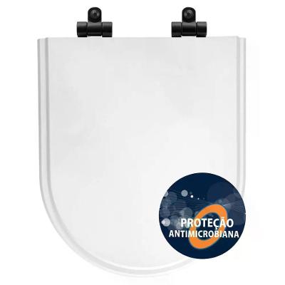 Assento Sanitário Poliéster Antibactéria Soft Close Carrara Branco Para Vaso Deca Com Ferragem Preta