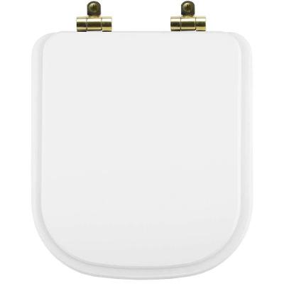 Tampa De Vaso Poliéster Com Fechamento Lento Quadra Branco Para Louça Deca Com Ferragem Dourada