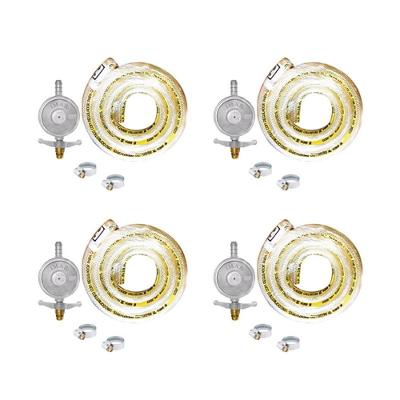 4 Kit Gás Bp 1kg Completo (válvula, Mangueira 1,25m E 2 Abraçadeiras) - Imar