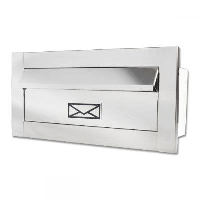Caixa De Correio Carta Frente Em Inox Brilhante 20 Cm Profundidade