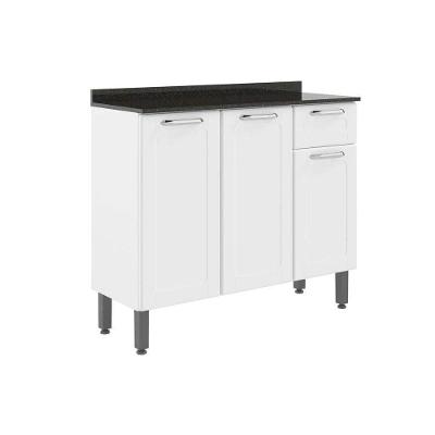 Balcão de Cozinha  Dona Maria 6173 3 Portas 1 Gaveta c/ Tampo e Pés 105cm Branco - Bertolini