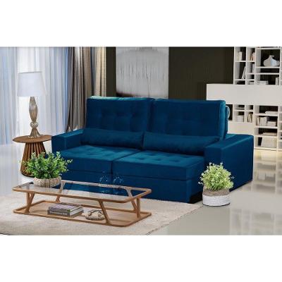 Sofá Modular 5 Lugares 2.50M Retrátil E Reclinável Azul