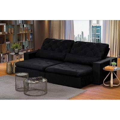 Sofá Modular 5 Lugares 2.50M Retrátil E Reclinável Preto