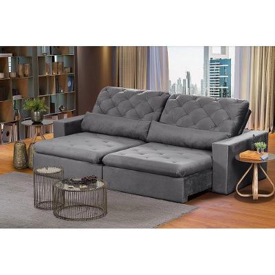 Sofá 6 Lugares Modular 2.90M Retrátil E Reclinável Cinza