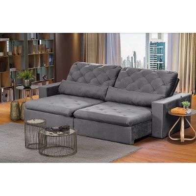 Sofá Modular 4 Lugares 2.30M Retrátil E Reclinável Cinza