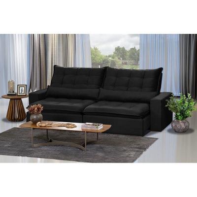 Sofá Modular 6 Lugares 2.90M Retrátil E Reclinável Preto