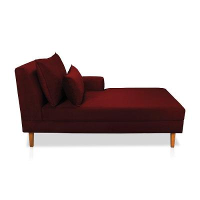 Divã Chaise Jade 1,60 Cm Pés Chanfrado Veludo Bordô