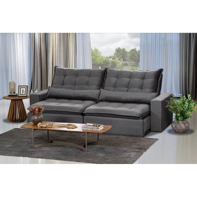 Sofá Modular 4 Lugares 2.30M Retrátil E Reclinável Cinza