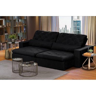 Sofá 6 Lugares Modular 2.90M Retrátil E Reclinável Preto