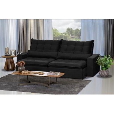 Sofá Modular 5 Lugares 2.50M Retrátil E Reclinável Preto