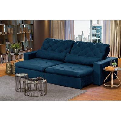 Sofá Modular 5 Lugares 2.50M Retrátil E Reclinável Azul