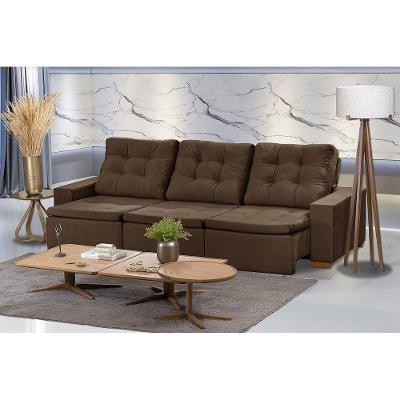 Sofá Modular 6 Lugares 3.05M Retrátil E Reclinável Marrom