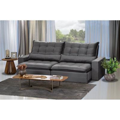 Sofá Modular 6 Lugares 2.90M Retrátil E Reclinável Cinza