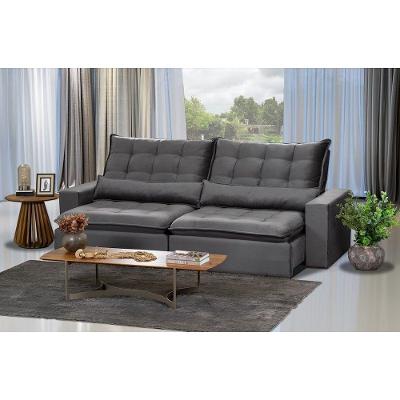 Sofá Modular 5 Lugares 2.50M Retrátil E Reclinável Cinza
