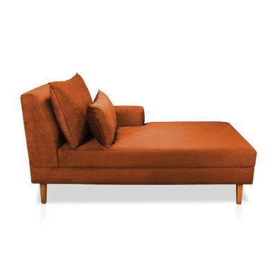Divã Chaise Jade 1,60 Cm Pés Chanfrado Veludo Terracota
