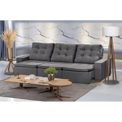 Sofá Modular 6 Lugares 3.05M Retrátil E Reclinável Cinza
