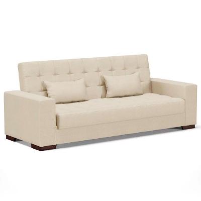 Sofá Cama Para Sala De Estar Lisboa Veludo Off White