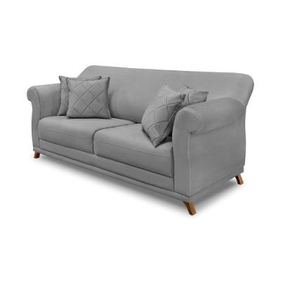 Sofá 160cm 2 Lugares Com 4 Almofadas Veludo Cinza