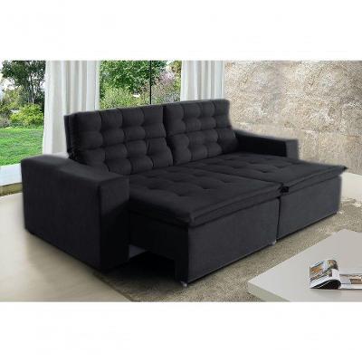 Sofá Londres 200cm Retrátil Reclinável Preto ? Ws