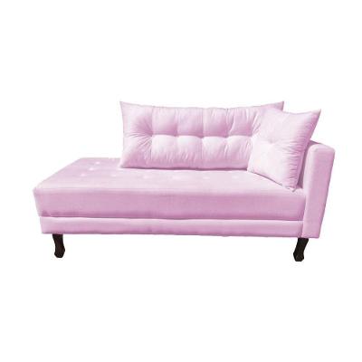 Divã Recamier Troya 1,40 Cm Lado Direito Suede Rosa Bebê