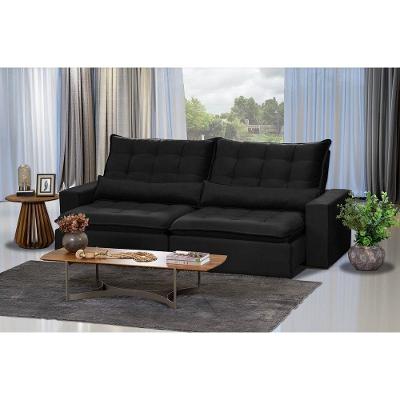 Sofá Modular 4 Lugares 2.30M Retrátil E Reclinável Preto