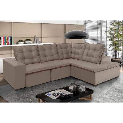 Sofá De Canto 4 Lugares 270x210 M Chaise Pillow Capuccino