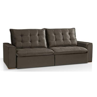 Sofá Modular 4 Lugares Ceará Retrátil e Reclinável Com Molas Veludo Marrom