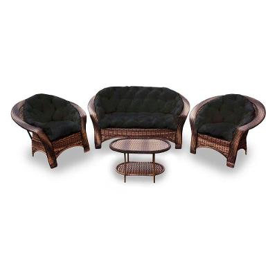 Conjunto De 1 Sofá + 2 Poltronas + 1 Mesa Centro Preto