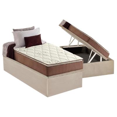 Cama Box Baú Solteiro: Colchão Anatômico Anjos D28 / AG65 Star Pillow Top + Base CRC Suede Clean(88x188)