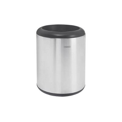 Lixeira Inox Cápsula Com Acabamento Scotch Brite E Aro E Base Em Polipropileno 23 L