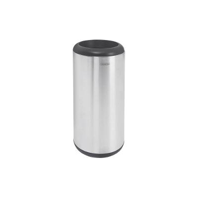 Lixeira Inox Cápsula Com Acabamento Scotch Brite E Aro E Base Em Polipropileno 15 L