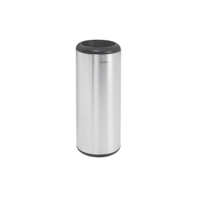 Lixeira Inox Cápsula Com Acabamento Scotch Brite E Aro E Base Em Polipropileno 20 L