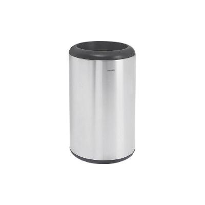 Lixeira Inox Cápsula Com Acabamento Scotch Brite E Aro E Base Em Polipropileno 31 L