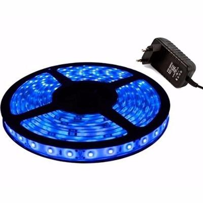 Fita De Led Azul Rolo De 5 Mts 300 Leds Dupla Face Fonte 12v