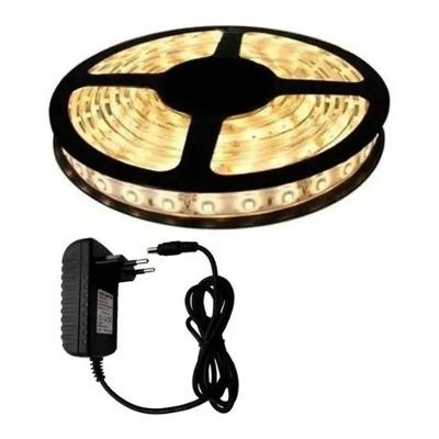 Fita Led 5050 Branco Quente Rolo 5M Com Fonte 12V 5A