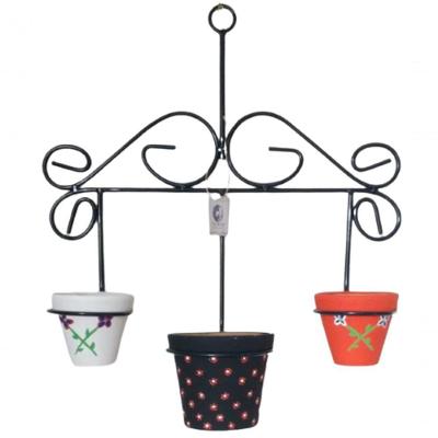 Suporte Em Ferro Na Cor Preta Para Plantas Retro 3 Vasos.
