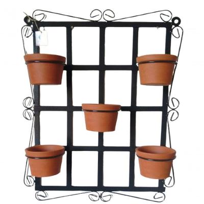 Suporte Ferro Para Plantas Quadrado Para 5 Vasos - Preto.