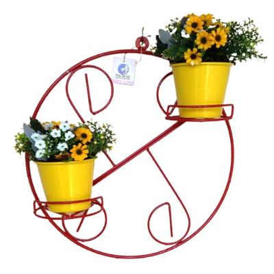 Suporte Ferro Plantas Redondo Colonial 2 Vasos Vermelho