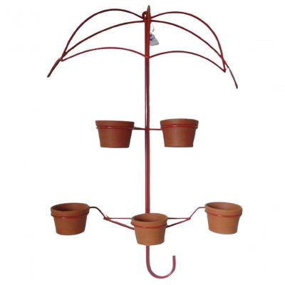 Suporte Plantas Guarda Chuva Vermelho 5 Vasos.