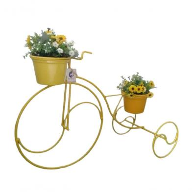 Suporte Plantas Bicicleta Amarela - 2 Vasos.