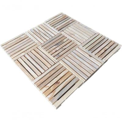 Deck Ripado Madeira Pinus 50X50Cm Resistente Para Varanda Kit Com 4 Unidades