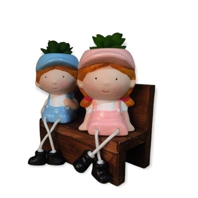 Vaso Jardim Cachepo Menino Menina Cerâmica 5 Cm Diâmetro.