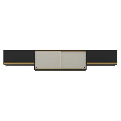 Kit 3 Armários De Cozinha Aéreos 4 Portas Veneza Multimóveis Mp2152 Preto/dourado Preto/dourado