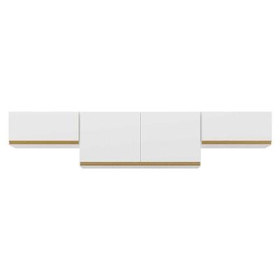 Kit 3 Armários De Cozinha Aéreos 4 Portas Veneza Multimóveis Mp2151 Branco/dourado Branco/dourado